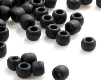 Seed Beads, 6/0 Size, Jet Black w/Matte Finish,  Miyuki TOHO Seed Beads, Kumihimo Seed Beads, Accent Beads, Spacer Beads, 10 Grams