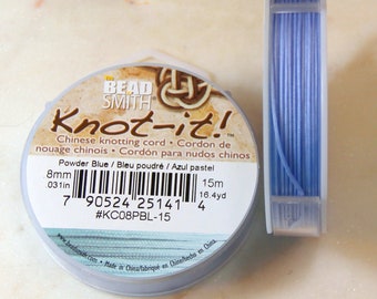 Knot-it Chinese Knotting Cord By BeadSmith,- .8mm(.031in),- 16.4 Yard Spool, Powder Blue