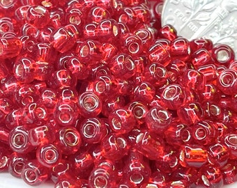 Seed Beads, 6/0 Size, Silver Lined Dark Red Glass Seed Beads, Kumihimo Seed Beads, Accent Beads, Spacer Beads, 10 Grams