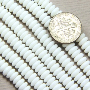 Disk Beads, Heishi, Discs, 6mm Disk Beads, Opaque White w/Matte Finish, Accent Beads, Spacer Beads, Center Drilled, Coin Beads, 50 Pieces image 8