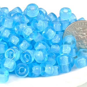 Perles poneys, trou 6 mm / 2 mm, bleu aqua avec finition brillante, perles de verre tchèques, grand trou, perles de contraste, 121 image 3