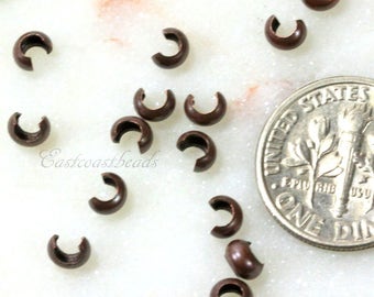 TierraCast, Crimp Cover Beads, 3mm Crimp Covers, Crimp Bead Covers, Antique Copper Crimp Covers