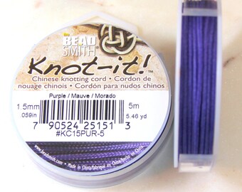 Knot-it Chinese Knotting Cord By BeadSmith,- 1.5mm(.031in),- 5.46 Yard Spool, Purple Color