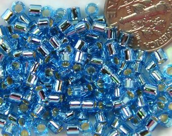 Miyuki Delica Seed Beads, 8/0 Size,  Aqua w/ Silver Lining, Kumihimo Beads, Accent Beads, Spacer Beads, 6.8 Gram Tube