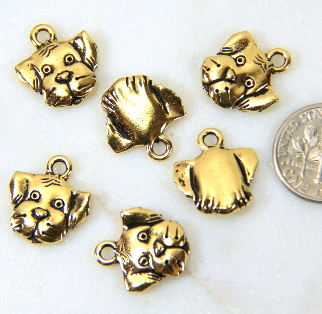Tierracast Dog Charms, Animal Charms, Jewelry Findings, Gold Plated Lead  Free Pewter, 4 Pieces 