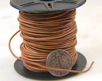 1. mm. Round Indian Leather Cording, Natural, Sold by the Yard