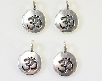 TierraCast Charms, OM Charms,Om Drops, Jewerly Findings, Leather Findings, Antique Silver Plated Lead Free Pewter