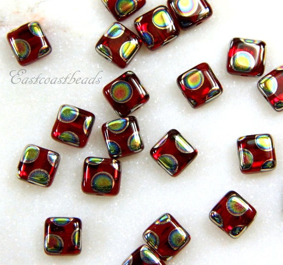 プレシオサ タイルビーズ フラットスクエア 6 x 6 mm ピーコックタイル