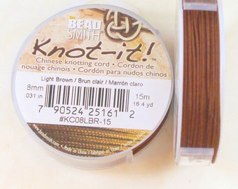 Knot-it Chinese Knotting Cord By BeadSmith,- .8mm(.031in),- 16.4 Yard Spool, Light Brown