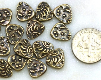 Small Jardin Tirangle Charms, TierraCast Charms, Dulce Vida Collection, Antiqued Brass, Double Sided Charms, 4 Pieces