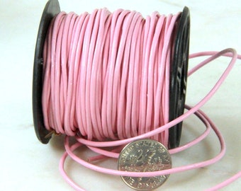 1.5mm Round Indian Leather Cording, Light Pink Color, Sold by the Yard