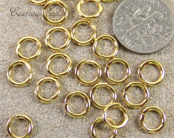 TierraCast Jump Rings,  5mm. 16 Gauge Round Jump Rings, 5 mm Gold Plated Jump Rings, 22 Pieces
