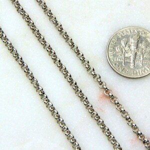 Rolo Chain, 2.7mm. Rhodium Plated Necklace Findings,, Buy By The Foot, 03