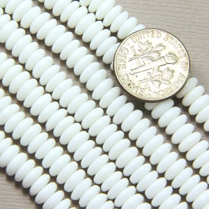 Disk Beads, Heishi, Discs, 6mm Disk Beads, Opaque White w/Matte Finish, Accent Beads, Spacer Beads, Center Drilled, Coin Beads, 50 Pieces image 4