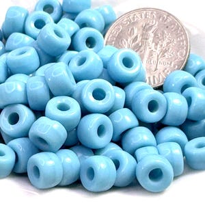 Crow, Pony Beads, 6mm w/2mm Hole, Opaque Turquoise Rondelle Beads, Roller Beads, Czech, Large Hole Beads, Accent Beads, 50 Beads, 85