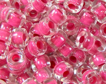 Pony Beads, 9mm w/ 3.5mm Hole, Crystal w/ Cranberry Red Lining, Rondelle Beads, Roller Beads, Czech Glass Beads, Accent Beads, 67