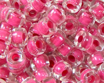 Pony Beads, 9mm w/ 3.5mm Hole, Crystal w/ Cranberry Red Lining, Rondelle Beads, Roller Beads, Czech Glass Beads, Accent Beads, 67, D6