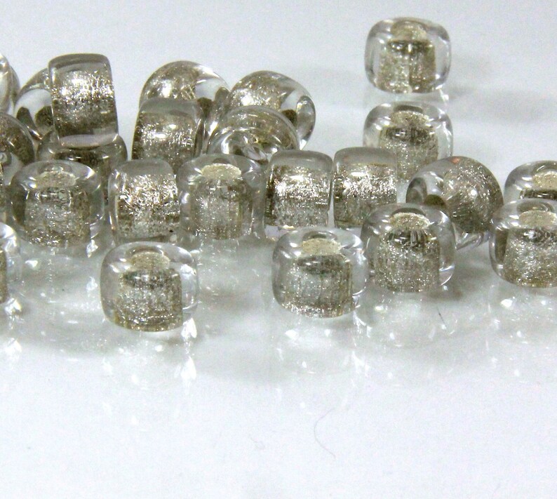 Pony Beads, 9mm w/3.5 Hole, Crystal White w/Silver Lining, Roller Beads, Czech Glass Beads, Large Hole Beads, Accent Beads, 53 image 2