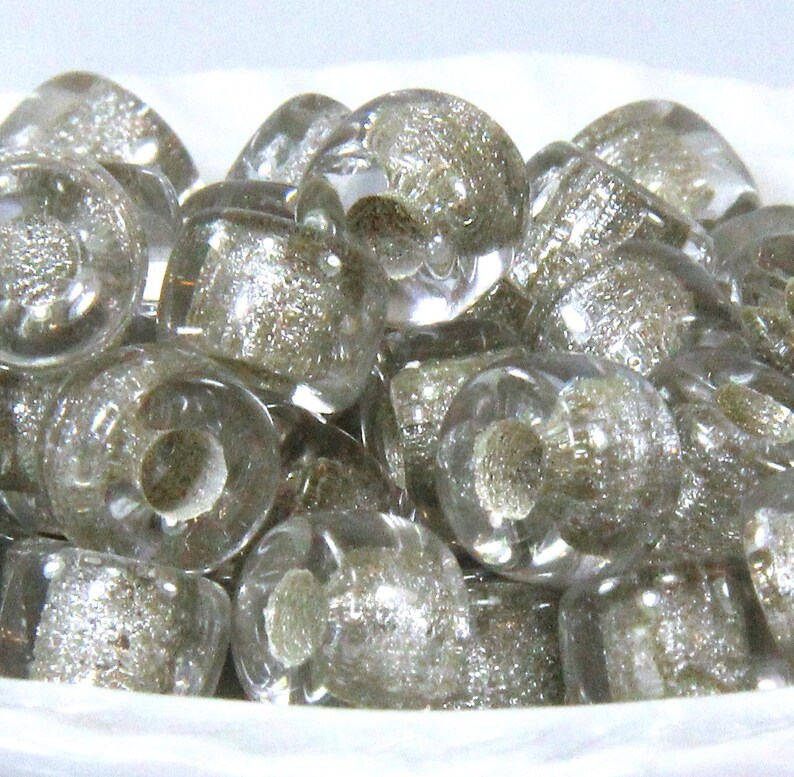 Pony Beads, 9mm w/3.5 Hole, Crystal White w/Silver Lining, Roller Beads, Czech Glass Beads, Large Hole Beads, Accent Beads, 53 image 9
