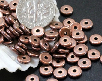 Disk Beads, TierraCast, 6mm, Heishi Beads, Coin Beads, Spacers Beads, Accent Beads 6 mm, Antiqued Copper