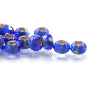 Rondelle Beads, 9x6mm w/3mm hole, Cobalt Blue w/Gold Lining, Large Hole Beads, Roller Beads, Pony Beads, Czech Beads, 10  Pieces, 221