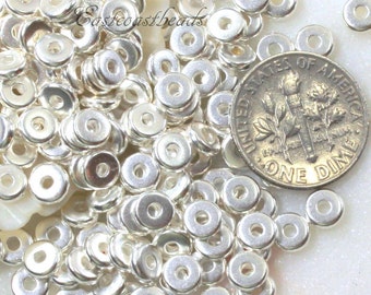 TierraCast Heishi Disk Coin Beads, 5mm Round Heishi Beads, 5 mm Spacer Beads, Accent Beads, Silver Plated