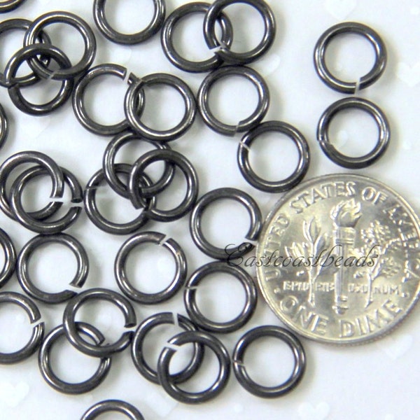 TierraCast Jump Rings, 5 mm. 16 Gauge Black Jumprings, Round Jump Rings, Chain Mail Finding, Antiqued Black, 5mm Jump Rings, 40 Pieces