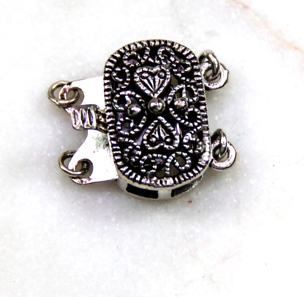2pcs Antique Silver Plated Oval Filigree Stampings With Top Hang Hole - Brass Jewelry Components