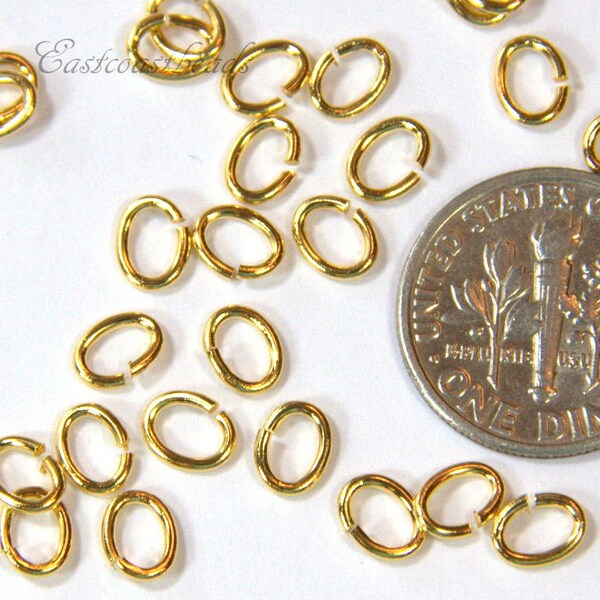 TierraCast Medium Size Oval Jump Rings, 20 Guage, Jewelry Findings, Chain Mail Findings,, Gold Plated