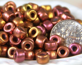 Pony Beads, 6mm w/2mm Hole, Matallic Coppers w/Matte Finish, Czech Glass Beads, Large Hole Beads, Accent Beads, 14