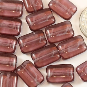 Chicklet Beads, 12x8mm, Rectangle Shape, Transparent Amethyst, Czech Glass, 30 Pieces