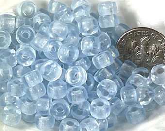 6mm. Pony Beads, w/2mm Hole, Transparent Light Sapphire, Beads, Roller Beads, Czech, Large Hole Beads, Accent Beads, 111