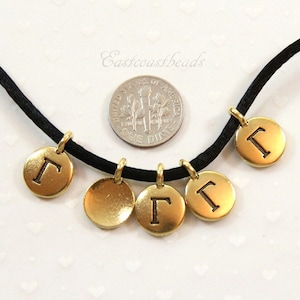 Griechischer Buchstabe Charms, TierraCast GAMMA Symbol, griechischer Charms, Schmuckzubehör, Tropfen, antik vergoldetes bleifreies Zinn