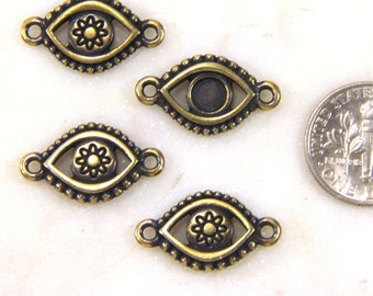 TierraCast Evil Eye Link, Happy Go Lucky Collection, Double Sided, Antiqued Brass Plated