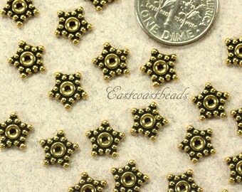 TierraCast Large Star Heishi Spacer Beads, 7mm., Antiqued Gold Plated Lead Free Pewter,