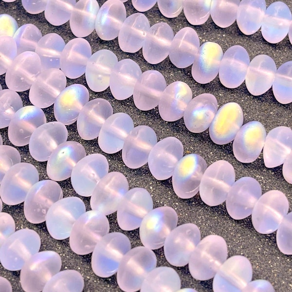 Potato Beads, Alexandrite Purple w/ Frosted AB Finish, Glass Beads, 4x6mm, Accent Beads, Small Spacer, 30 Beads