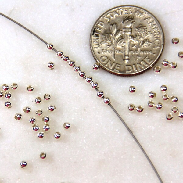 TierraCast Sterling Zilver 2 mm ronde kralen, kleine 2 mm ronde kralen, sieraden bevindingen, kleine sterling zilveren spacer kralen, 50 stuks