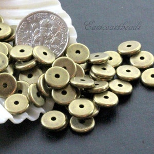 Heishi Disk Coin Beads, 7mm, TierraCast, Spacers Beads, Accent Beads, Jewelry Findings, Antiqued Brass