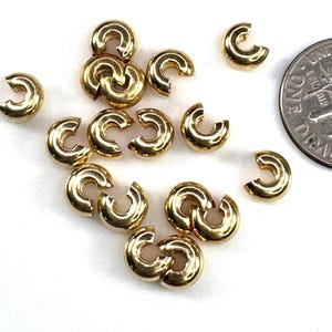 Crimp Bead Covers, 5mm, Crimp Bead Covers, Jewelry Findings, Gold Plate, Crimp Covers, 25 Pieces