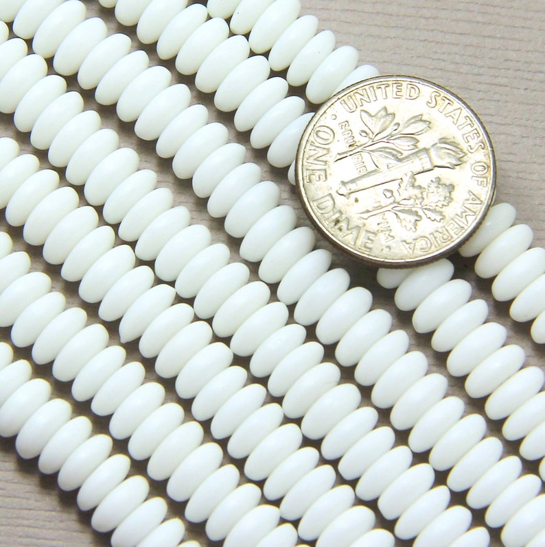 Disk Beads, Heishi, Discs, 6mm Disk Beads, Opaque White w/Matte Finish, Accent Beads, Spacer Beads, Center Drilled, Coin Beads, 50 Pieces image 6