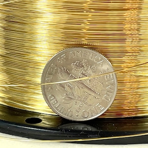 Brass Wire, 28 Gauge, Round Dead Soft, Solid Yellow Brass Wire, Jewelry Quality Brass, Wire Wrapping, Sold in 50 Ft. Length,