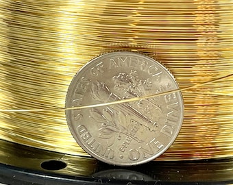 Brass Wire, 28 Gauge, Round Dead Soft, Solid Yellow Brass Wire, Jewelry Quality Brass, Wire Wrapping, Sold in 50 Ft. Length,