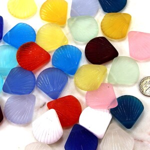 Large Clam Shell Pendant Beads, w/Frosted Matte Sea Glass Finish, 29x27mm, YOU PICK COLOR, 2 Pieces. image 7