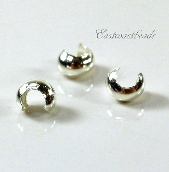 50 Sterling Silver 3mm Crimp Bead Cover
