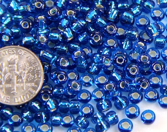 Miyuki Seed Beads, 6/0 Size, Capri Blue, Silver Lined,  Shiny Finish, Kumihimo Seed Beads, Accent Beads, Spacer Beads, 10 Grams