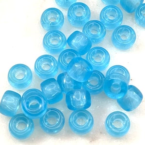 Pony Beads, 6mm w/2mm Hole, Aqua Blue w/Gloss Finish, Czech Glass Beads, Large Hole Beads, Accent Beads, 121 image 8