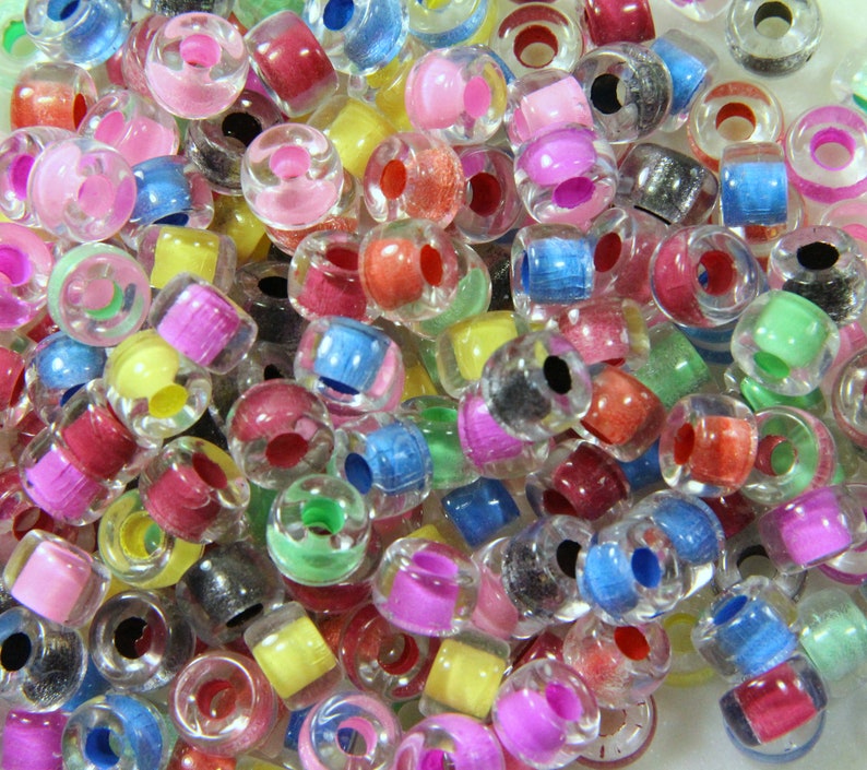 Pony Beads, 9mm w/ 3.5mm Hole, Crystal w/ Muti Color Lining, Rondelle Beads, Roller Beads, Czech Glass Beads, Accent Beads, 20 Pieces, D 6 image 10