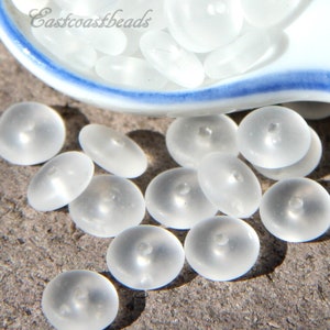 Disk Beads, Heishi, Discs, 6mm Disk Beads, Crystal White w/ Sea Glass Finish, Spacer Beads, Center Drilled, Coin Beads, 50 Pcs.