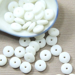 Disk Beads, Heishi, Discs, 6mm Disk Beads, Opaque White w/Matte Finish, Accent Beads, Spacer Beads, Center Drilled, Coin Beads, 50 Pieces image 9