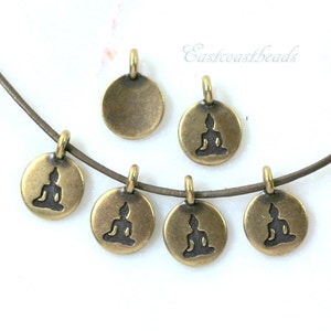TierraCast Buddha Charms, Buddha Disk Charms, Jewelry Findings, Small Buddhas, Brass...4 or More Pieces